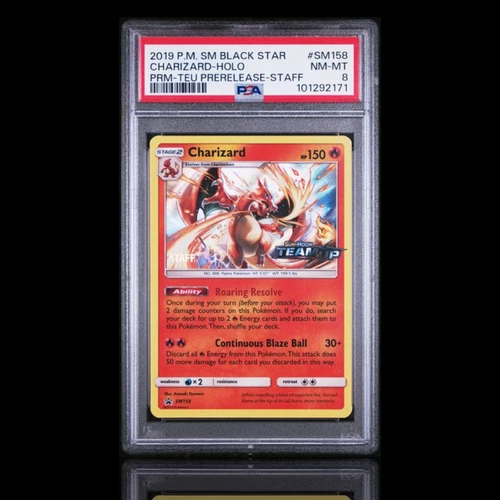 ▸ Charizard | Team Up Prerelease Promo | STAFF | SM158 | PSA 8
