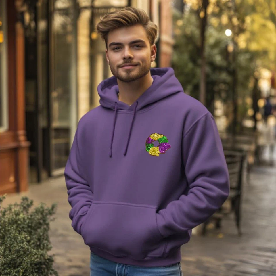 3 PCS Mardi Gras King Cake Sequins Iron-On Patches Appliques for Clothing - Image 3 of 4