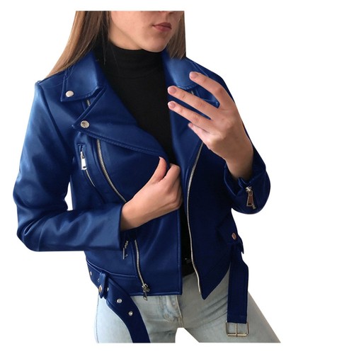 Abrigo Mujer Top Otoño Corto Cuero Chaqueta - Imagen 5 de 25