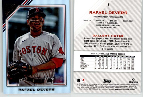Rafael Devers 2022 Topps Gallery Rainbow Foil #3 Red Sox