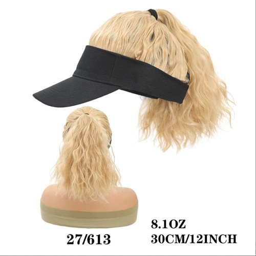 Hollow Top Ponytail Curly Hair With Cap Summer Sunshade Cap Wig Travel - Picture 4 of 19