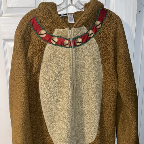 Briefly Stated Reindeer Deer Hooded Adult Suit Christmas Costume XL Fleece - Bild 3 von 14