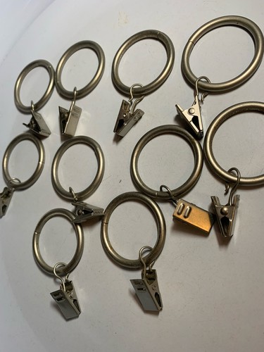 Set Of 10 Brushed Nickel Pottery Barn Curtain Hardware Rod Clip Rings 1.25” - Picture 2 of 4