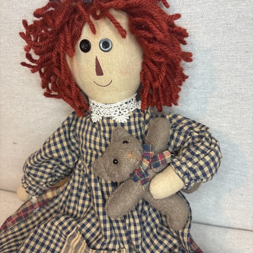 Raggedy Ann Rag Doll Handmade Primitive Country 22" Tall Vintage Adjustable Arms - Picture 9 of 9