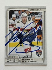 Michael Matheson Panthers Autographed 2018-19 O-Pee-Chee Hockey Card #252 COA