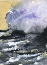 Original Watercolor Painting, Abstract landscape by Vasil Vasilev