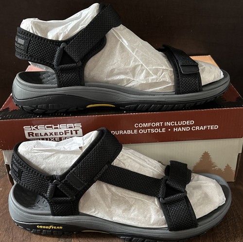 Sandalias Skechers Lomell Rip Tide para Hombres 13 Goodyear Calce Relajado Gris/Negro NUEVAS - Imagen 3 de 5