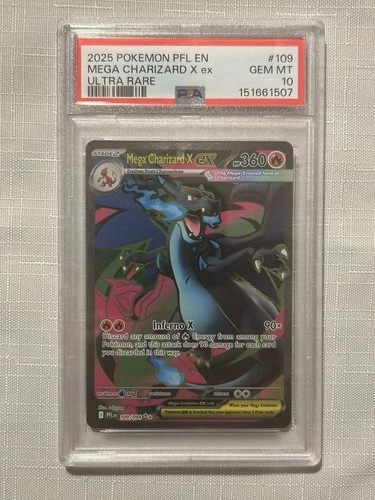 PSA 10 Mega Charizard X ex (FA) Phantasmal Flames 109/094 Holo Pokemon Card B8