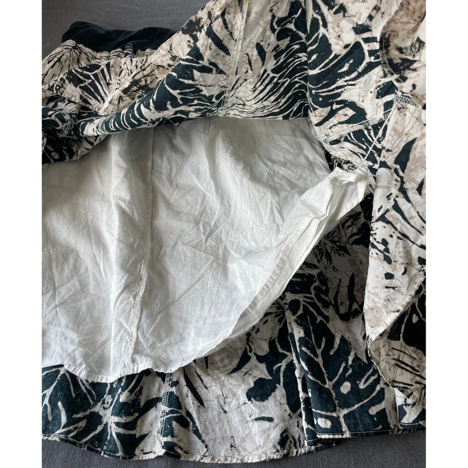 Style and Co 热带叶子印花裙女式 M 黑色白色波西米亚 A 字 Midi — 第 3/4 张图片