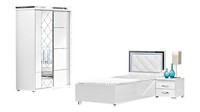 SchlafzimmermöBel Bett Nachttisch Kleiderschrank 3Tlg Weiß Einzelbett