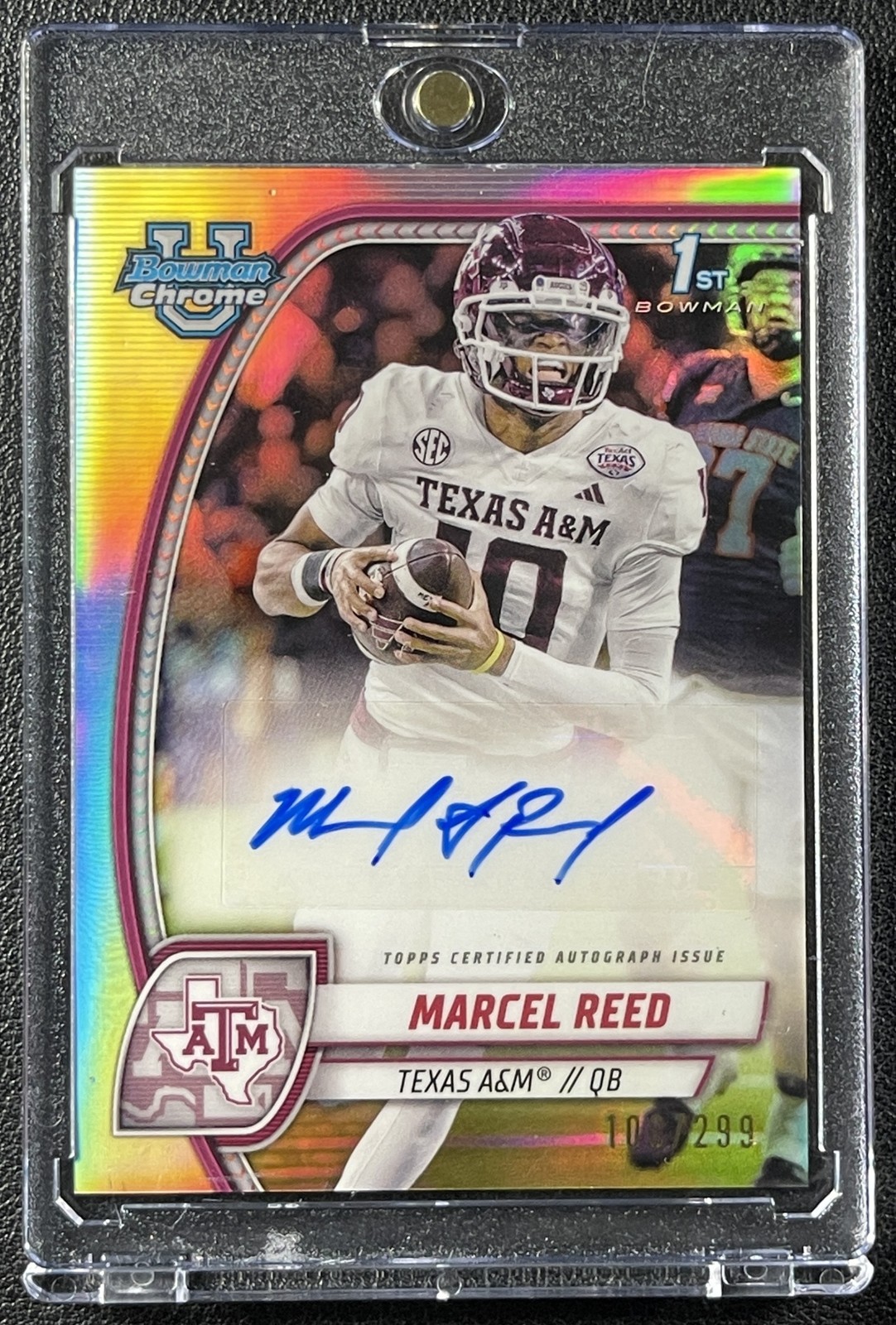 MARCEL REED 2024 BOWMAN CHROME UNIVERSITY #PA-MR PROSPECT REFRACTOR AUTO 100/299