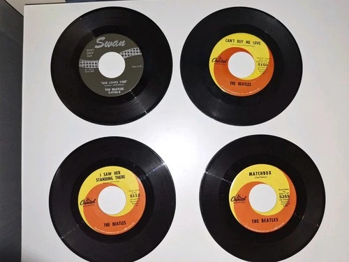 Lot of 4 Beatles 45rpm 7" Singles She Loves You Can't Buy Me Love Swan Capitol