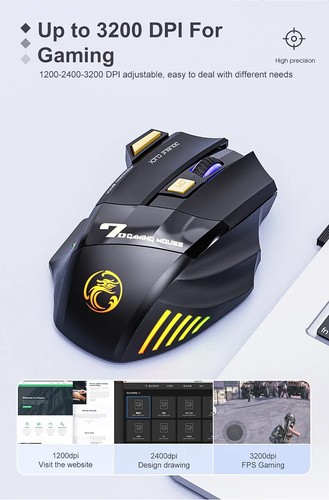 Gaming Mouse USB IMICE GW-X7 3200DPI Dual Mode Rechargeable 7 Keys Silent Mouse - Picture 15 of 20