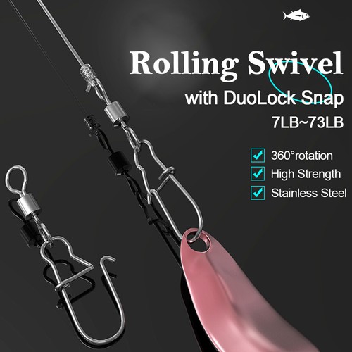 Stainless Steel Ball Bearing Swivel Snap Rolling Sea Fishing Connector 50/100Pcs - Picture 4 of 20