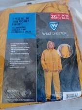 Westchester 3-Piece Yellow Rain Suit 3XL Suspenders, Jacket Hood New.      (51)
