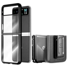 For Motorola Razr 40 / Razr (2023) Clear Case Shockproof TPU Hybrid + Holster