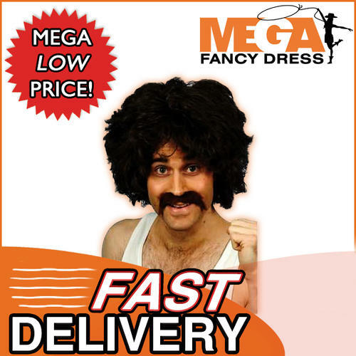 118 118 Retro Wig Tash Fancy Dress Mens Costume Celebrity Marathon Man Kit