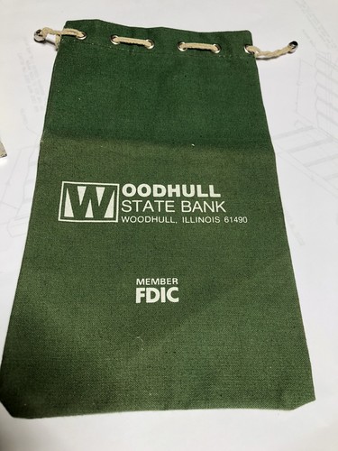 Woodhull State Bank BAG Illinois Canvas Vintage Grün - Bild 4 von 4
