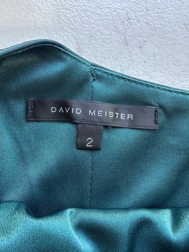 David Meister $169 One Shoulder Stretch Taffeta Ruched Evening Dress Size 2 - Picture 6 of 12