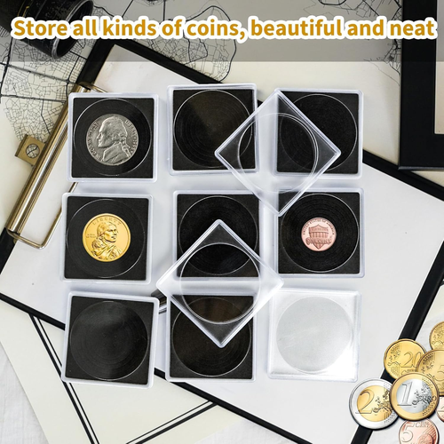 40 Pcs Adjustable Acrylic Coin Collection Cases with Sponges, Coin Snap Holder, - Picture 6 of 12