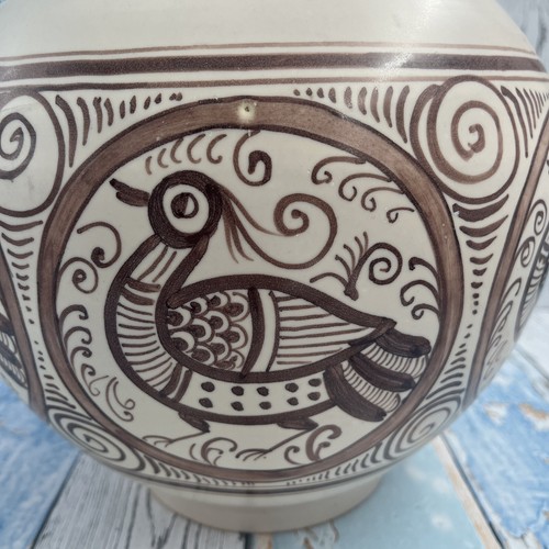 La Menora Talavera- Large Spanish Bottle Vase-Bird Motifs-Cream & Brown-41 cm - Picture 7 of 19