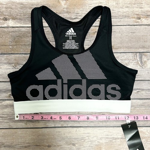 Adidas Black White Unpadded Racerback Mesh Back Sports Bra Girls Large NWT - Picture 6 of 12