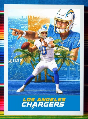 Framed LOS ANGELES CHARGERS NFL Poster JUSTIN HERBERT - 45cm x 32cm x 3cm LA - Picture 1 of 4