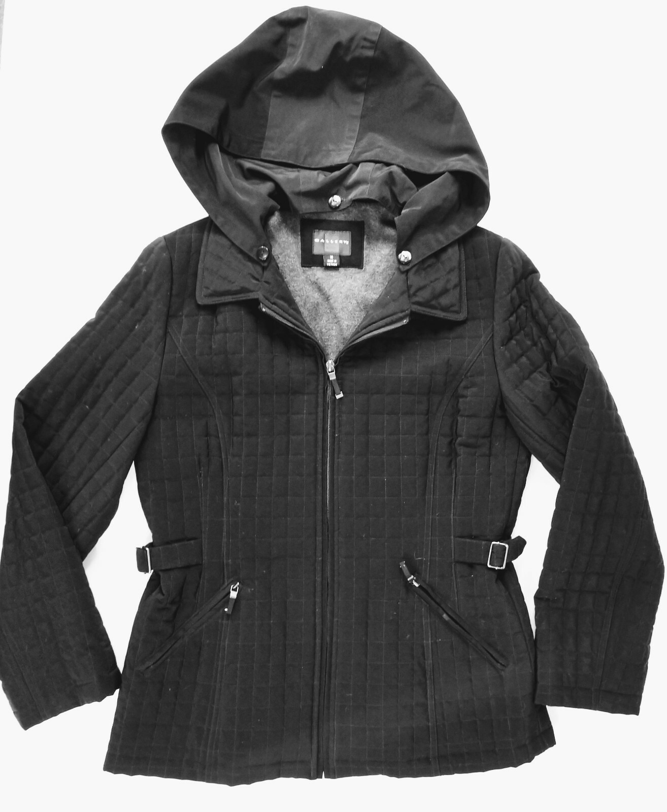 Gallery Women's Black Quilted Coat Jacket Puffy H… - image 2