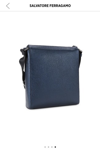 New Auth Salvatore Ferragamo Revival Leather Crossbody Messenger Travel Bag Blue - Picture 4 of 10