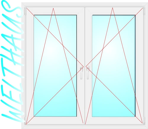 2-flügliges Kunststofffenster Pfostenfenster Fenster Weiß Dreh-Kipp 3 fach 70 - Bild 8 von 10