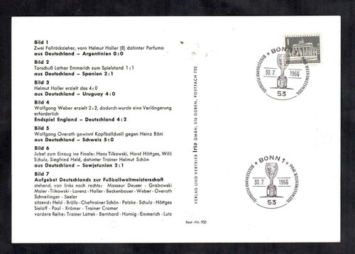 Original German 1966 Football World Cup England v Germany Card Postal Cover - Picture 2 of 2