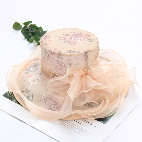 Women Floral Sun Hat Wide Brim Cap Organza Mesh Wedding Party Cocktail Beach - Bild 1 von 12