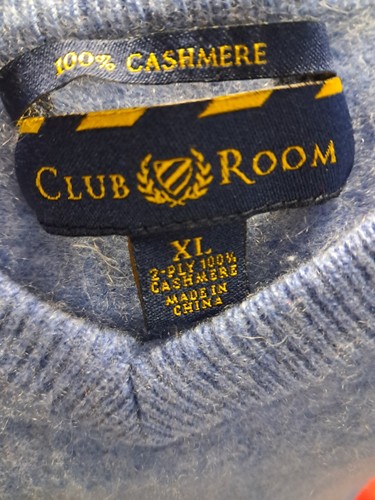 Club Room 100% 2-ply Cashmere Light Blue V-Neck Sweater Kids XL - Picture 3 of 3