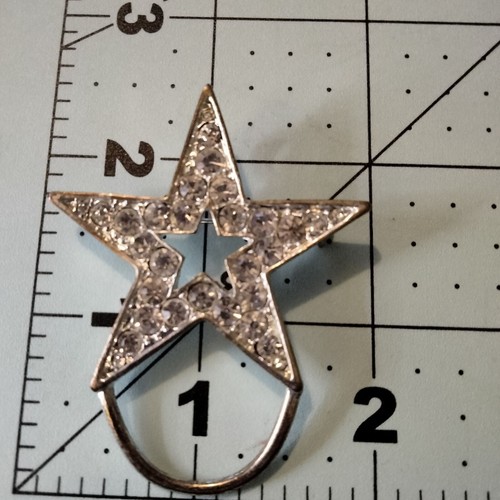 Vintage Silber Strass Stern Brosche Lonestar Hänger Charm Schleife - Bild 3 von 3