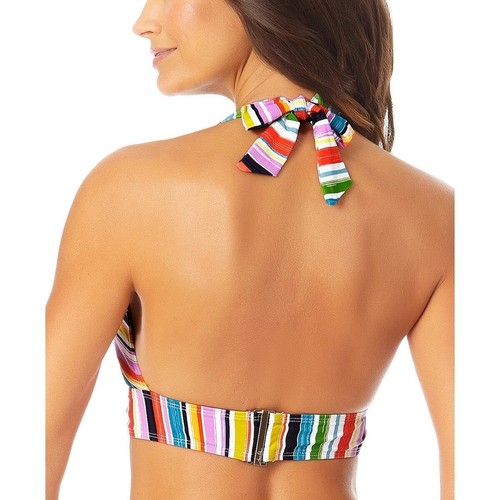 Anne Cole Womens Striped Halter Bikini Swim Top Swimwear Multi S - Picture 2 of 2