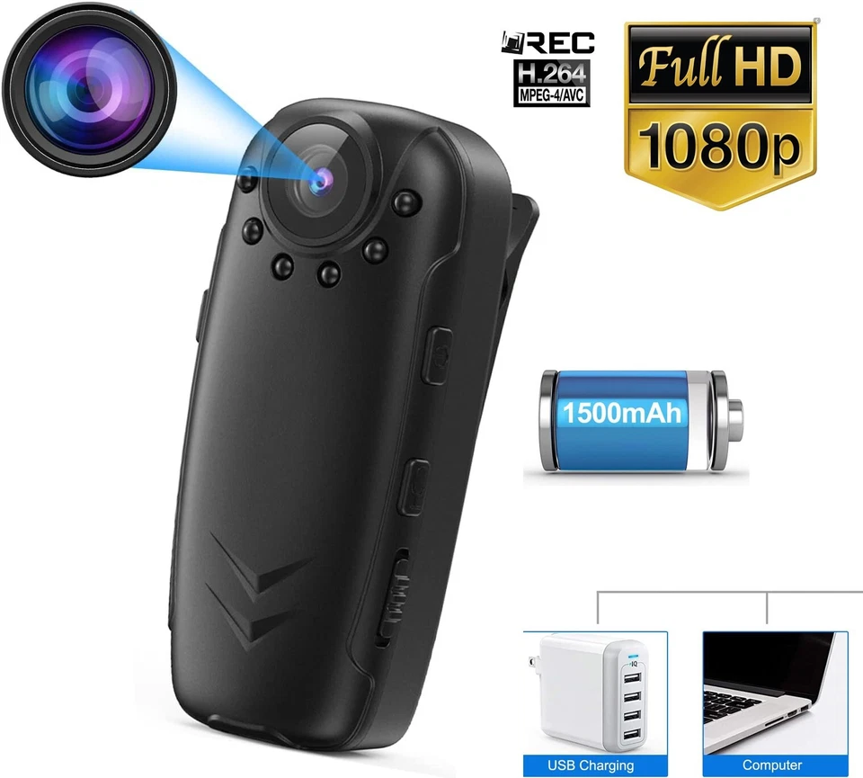 Mini Telecamera spia bodycam mini camera micro spycam camera infrarossi - Immagine 2 di 4