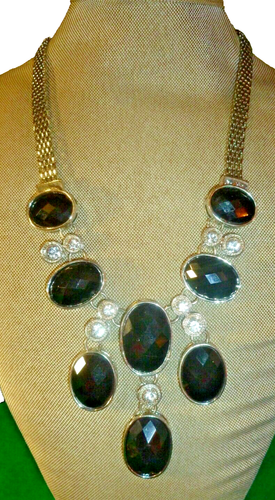Nicole Miller Collection Silvertone 20 Faceted Crystal