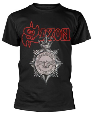 Saxon 'Strong Arm Of The Law' (Schwarz) T-Shirt (Back Print) - NEU & OFFIZIELL!