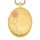 925 Sterling Silver Gold Plated Flower Photo Locket Necklace