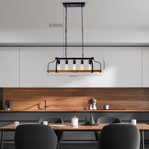 Farmhouse Chandelier 5-Light Pendant Lamp Rustic Ceiling Fixture Dining Room NEW - Picture 3 of 23