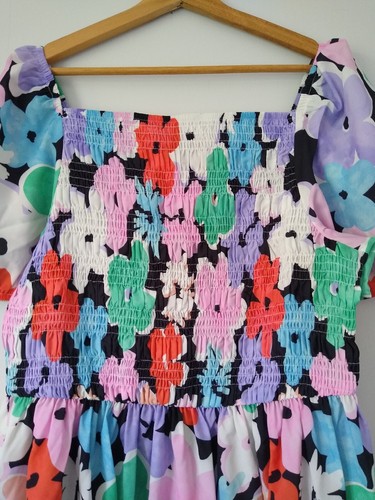Curvissa Multicoloured Smock Midi Dress 100% Polyester Short Sleeve Size 22 Plus - Picture 6 of 7