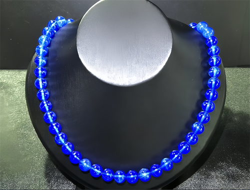 Top Quality Lab-Created Blue Star Sapphire Necklace 6mm 48cm Beads Necklace - Picture 3 of 5