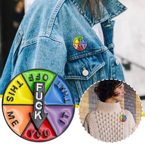 Rotierende Regenbogen lustige Emaille Abzeichen F**k/Love Pin Brosche 9CC7