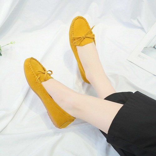 Womens Ladies Bow-Knot Moccasins Slip on Flat Loafers Comfort Boat Shoes Pumps - Foto 40 di 49