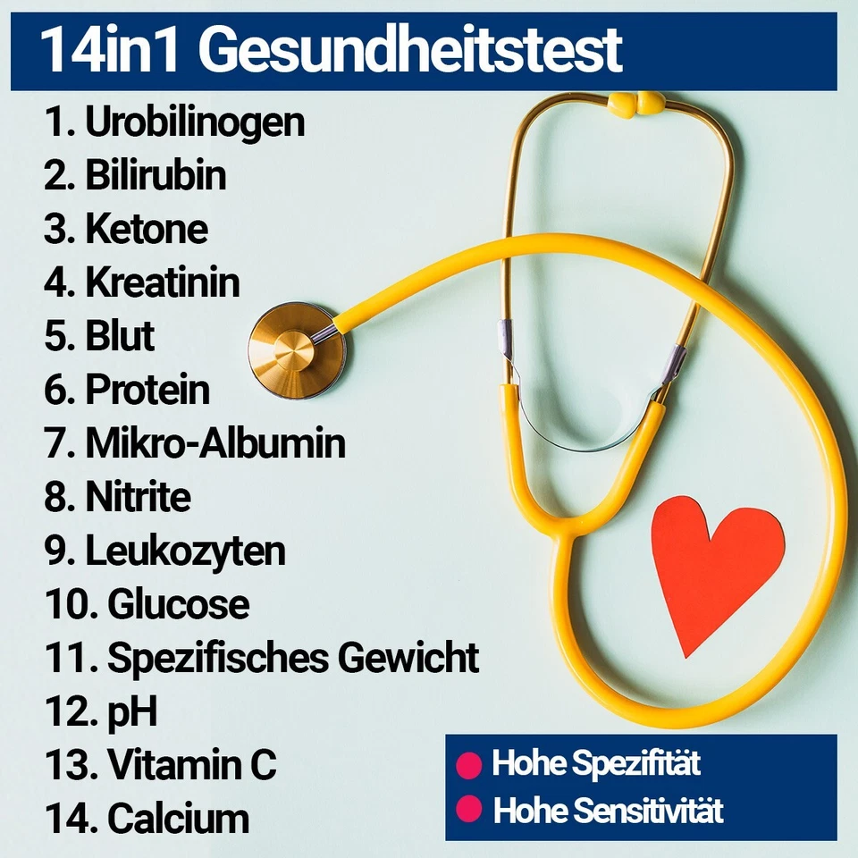 25x Urinstreifen mit 14 Indikatoren Gesundheitstest Urinanalysestreifen Ketose - Bild 4 von 4