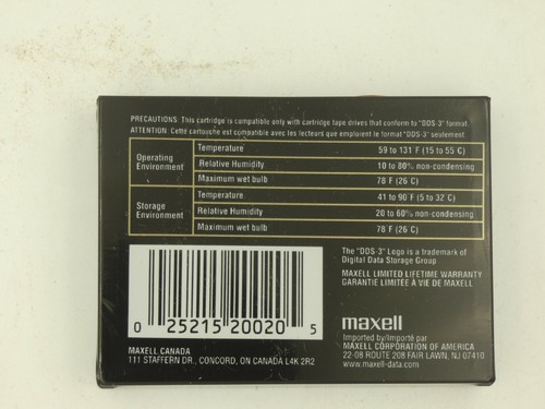Maxell HS-4/125S DDS-3 4mm Data Cartridge 12.0 Gigabit -NEW lot of3 - Picture 2 of 2