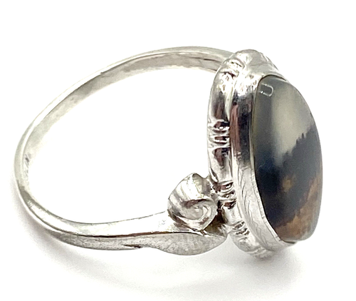 UNCAS MNG. Co Sterling Silver / 925 Vintage Real Agate Gemstone Ring Size 5.25 - Picture 4 of 11