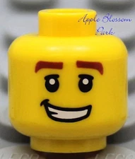 NEW Lego Police MINIFIG HEAD Male Boy w/Smile Grin -Pirates/City/Kingdoms/Castle