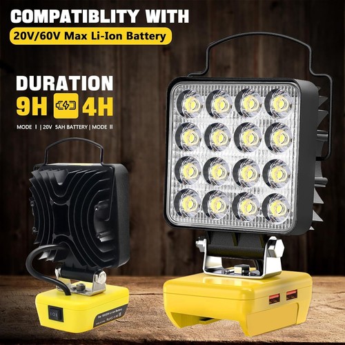 Cordless LED Work Flood Light For Dewalt 20V Battery Jobsite Camping Flashlight - Picture 4 of 47