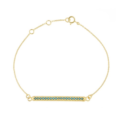 Brazalete con dije de barra de piedras preciosas turquesa de 0,60 quilates de oro de 14 quilates - The Jewelz - Imagen 1 de 3